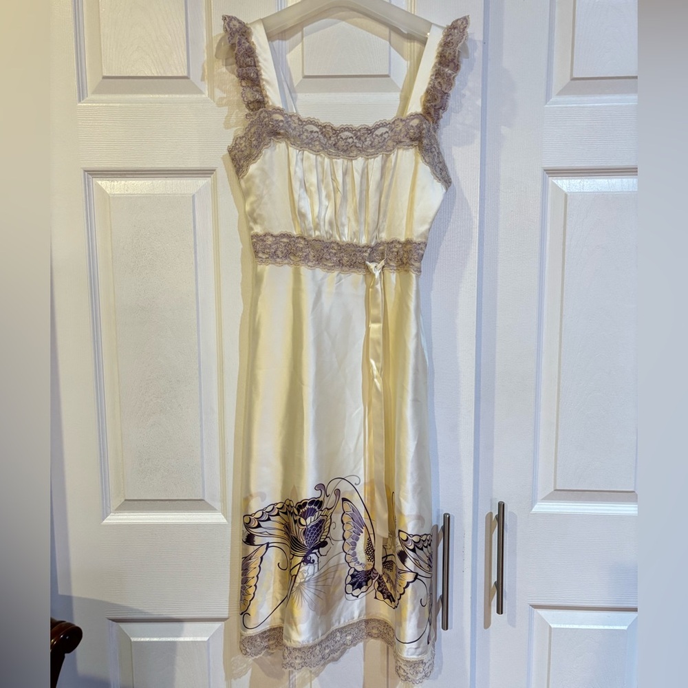 Vintage Y2K Betsey Johnson Silk Butterfly Dress